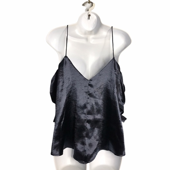 Urban Outfitters | Blue Satin Cold Shoulder Blouse - Picture 7 of 9